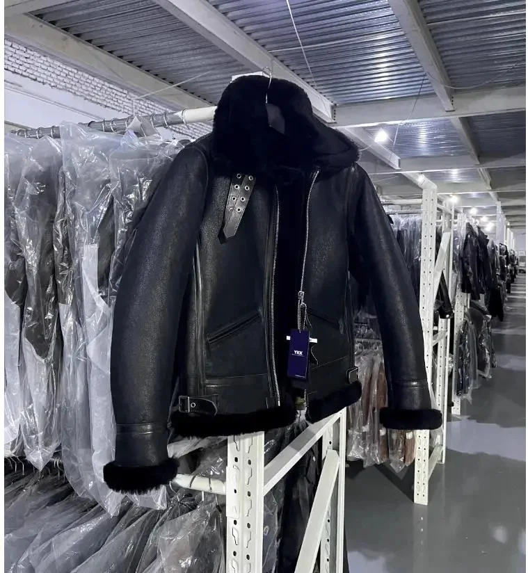 Магазин.2025 новая мужская толстая меховая куртка. Классический бомбер B3 зимнее