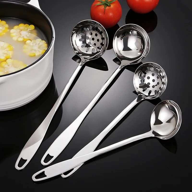 Thickened stainless steel spoon colander sizeNo. Sheng Tang Sheng porridge long handle spoon household kitchen