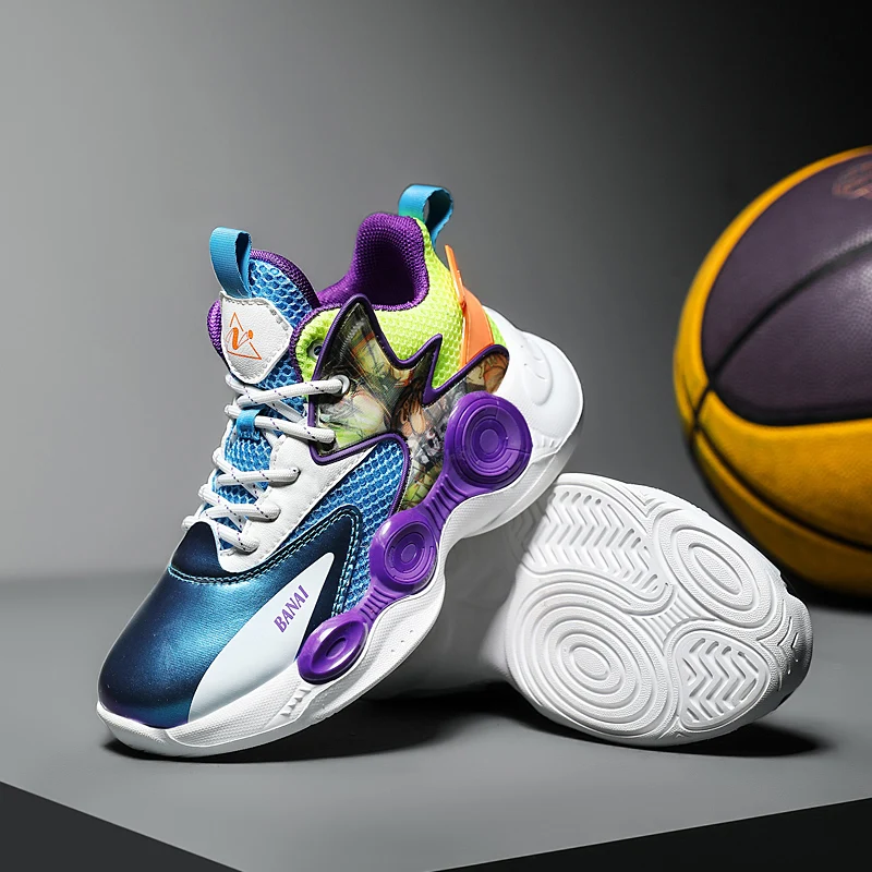 

Super Cool Basketball Shoes Children Boy Wearable Teenage Trainers Designer Big Boy Sport Shoes Anti-Slip Walking Shoes Girls