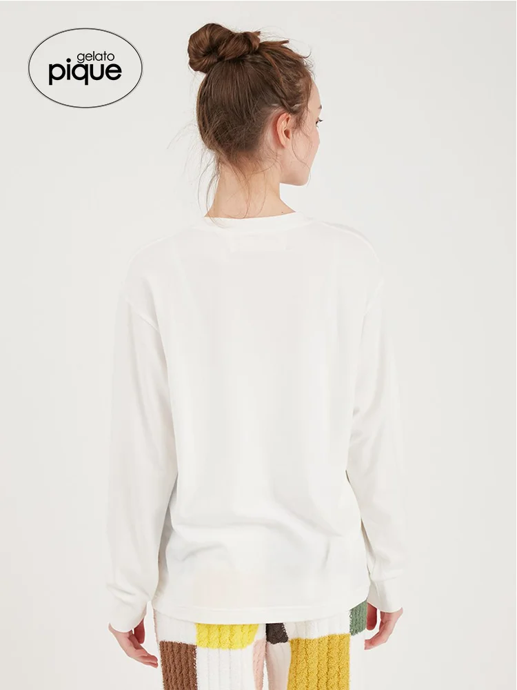 Gelato pique Room Wear Jeans 2023 Spring New Women's Pajamas Eames Joint Name Bear Printed Long-Sleeved T-shirt Pants