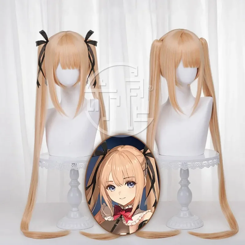 Парик женский для косплея Мари Роуз милый длинный с двойным конским хвостом