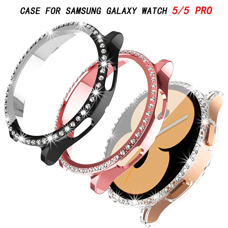 Diamond Case for Samsung Galaxy Watch 5/5 pro/4 44mm 40mm PC Cover All-Around Bumper Protector Galaxy watch4 classic 42mm 46mm