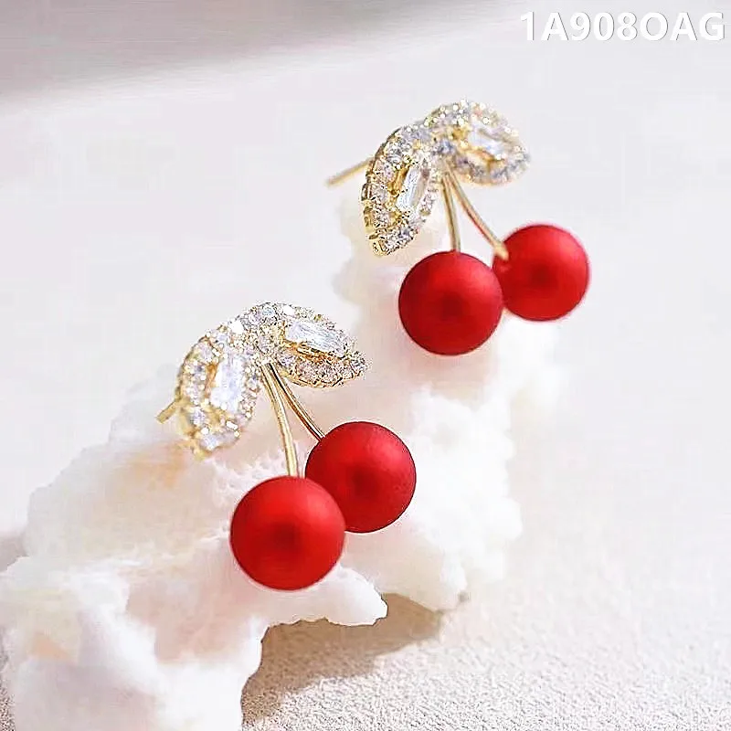 

Korean Fashion New Geometric Fine Women Drop Earrings Contracted Sweet Cherry Zircon Earring Wedding Party Jewelry Pendientes