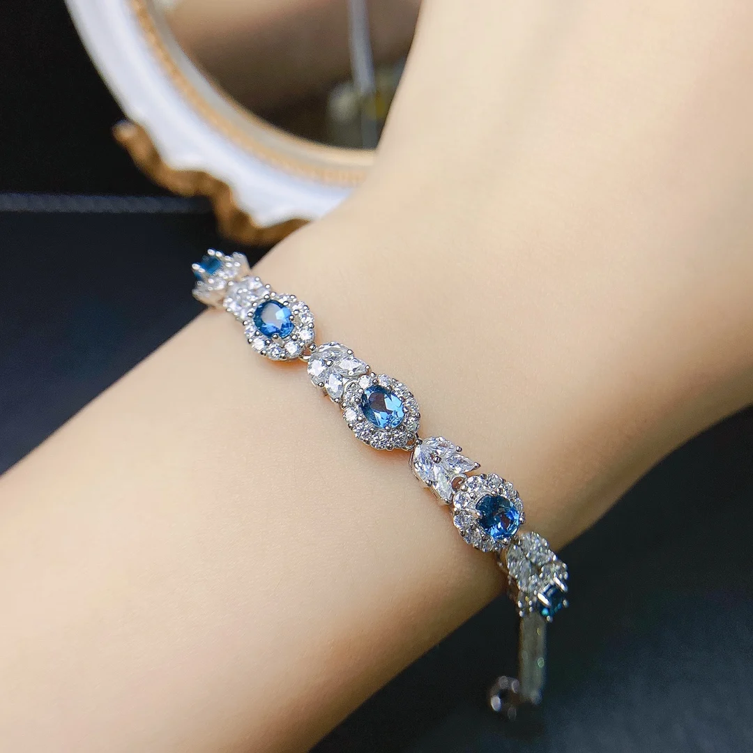 Серебряный браслет MeiBaPJ с топазом 4х5 мм