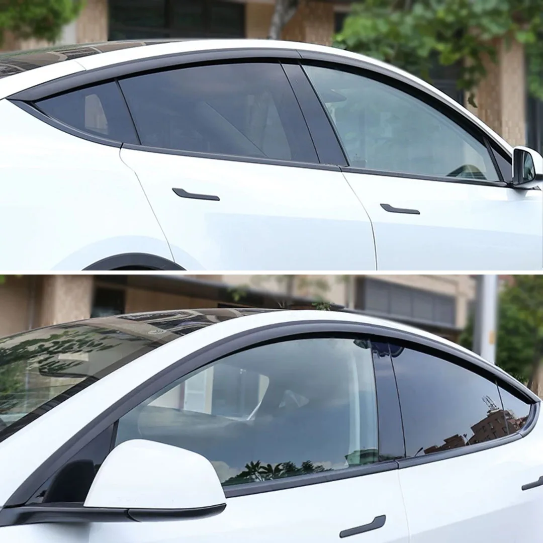 Фото Комплект из 4 дефлекторов окон (ветровиков) для Tesla Model Y 2019-2024: защита от дождя, стайлинг, внешние элементы кузова №5