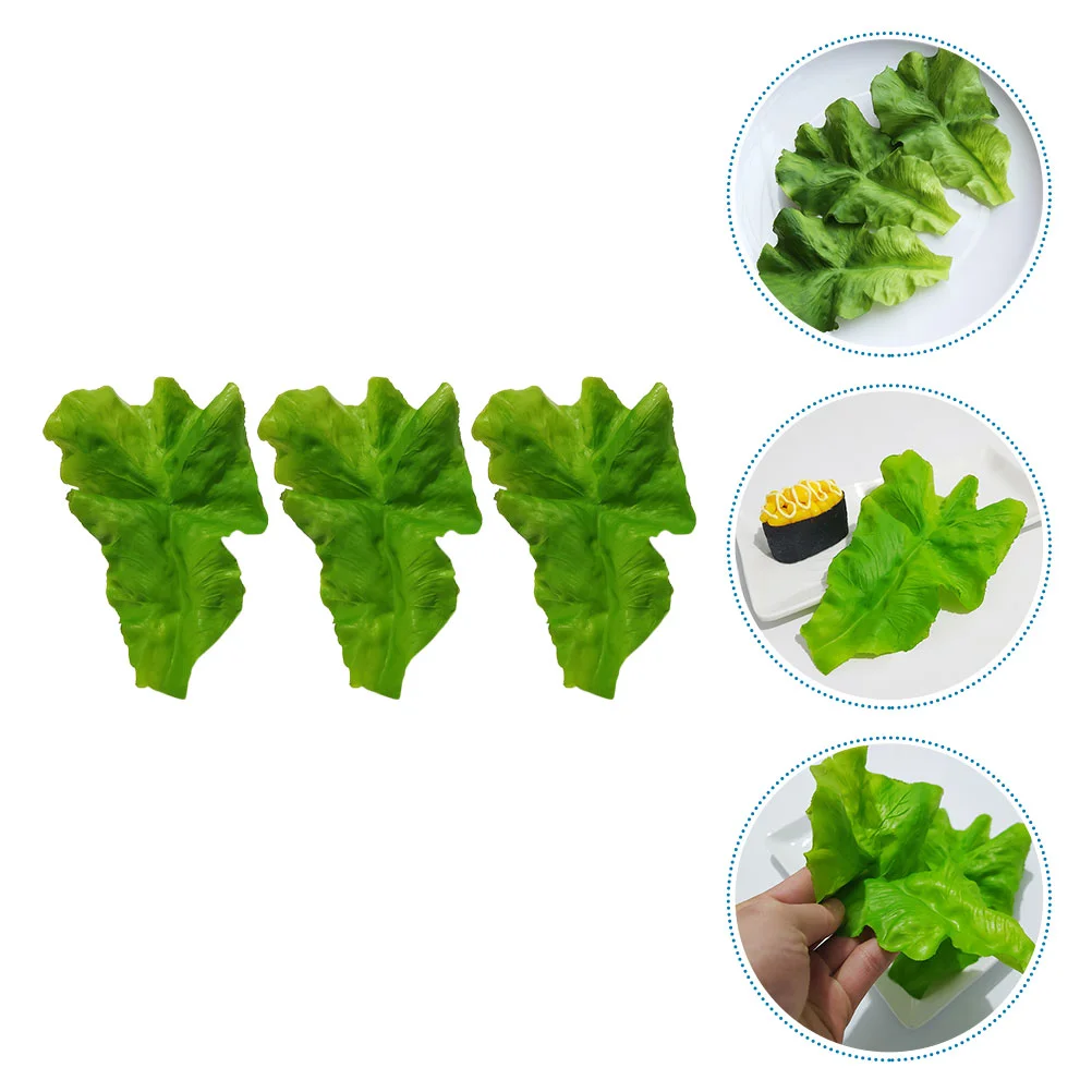 

3 Pcs Salad Greens Artificial Vegetables Display Props Decor Model Kitchen Photography False Lettuce Leaf Fake Leaves