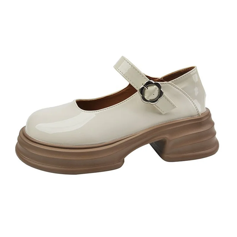 2023 Spring New Women'S Leather Shoes Black Loafers Korean Style Middle Heel Fashion Design Casual Shoes Party And Office Wear