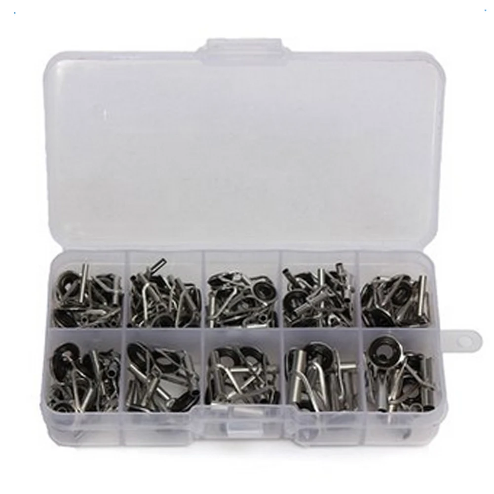 

80pcs Outdoor Replacement Parts Portable Tools Repair 10 Sizes Stainless Steel Wear Resistant Saltwater Fishing Rod Guide
