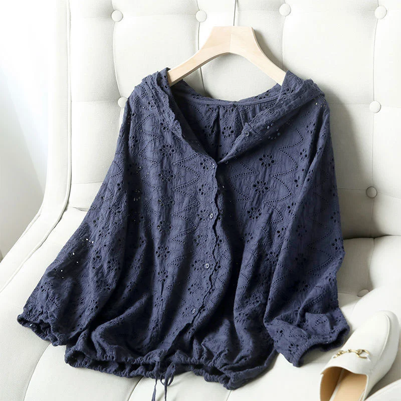 

Дизайнерская Повседневная Толстовка с капюшоном, хлопковая Осенняя Женская свободная толстовка в стиле ретро с цветочным узором, Новая защ...