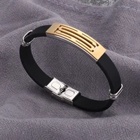 fashion charm sports casual style stainless steel folding buckle silicone wrap bracelet bangles for men women simple jewelry