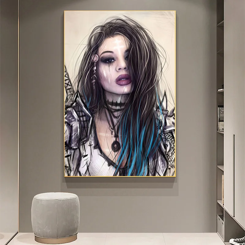 Постер готической девушки Портрет женщины дикой против темного грешника