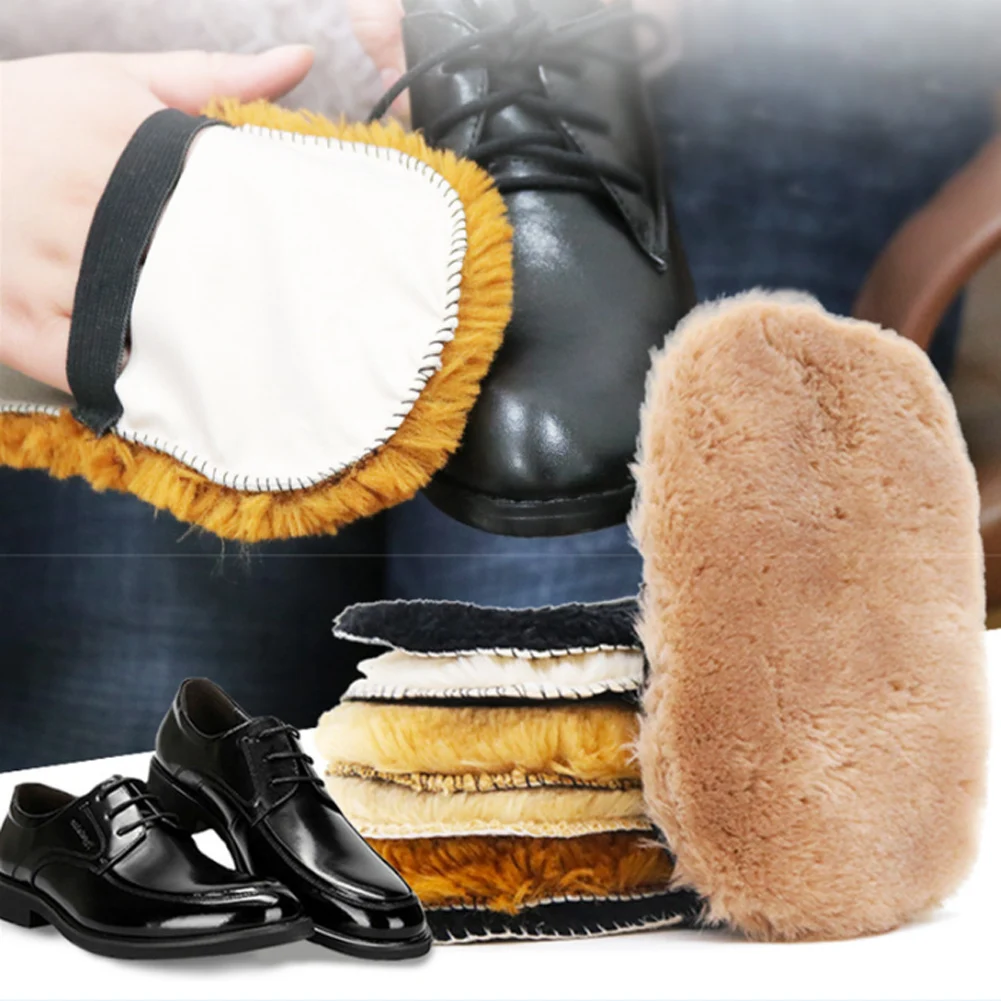

Shoe Gloves Care Brush Shoes Cleaner Soft Wool Plush Random Color Polished Gloves Wipe Shoes Handbag Brushes Leather Care Tools