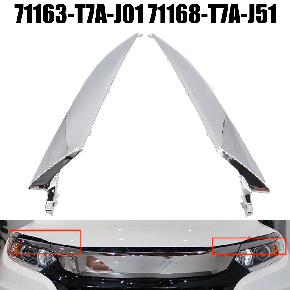 

2 шт., хромированная решетка передней капота и отделка фары для Honda HRV 2019-2021 71163-T7A-J01 71168-T7A-J51, автомобильные аксессуары
