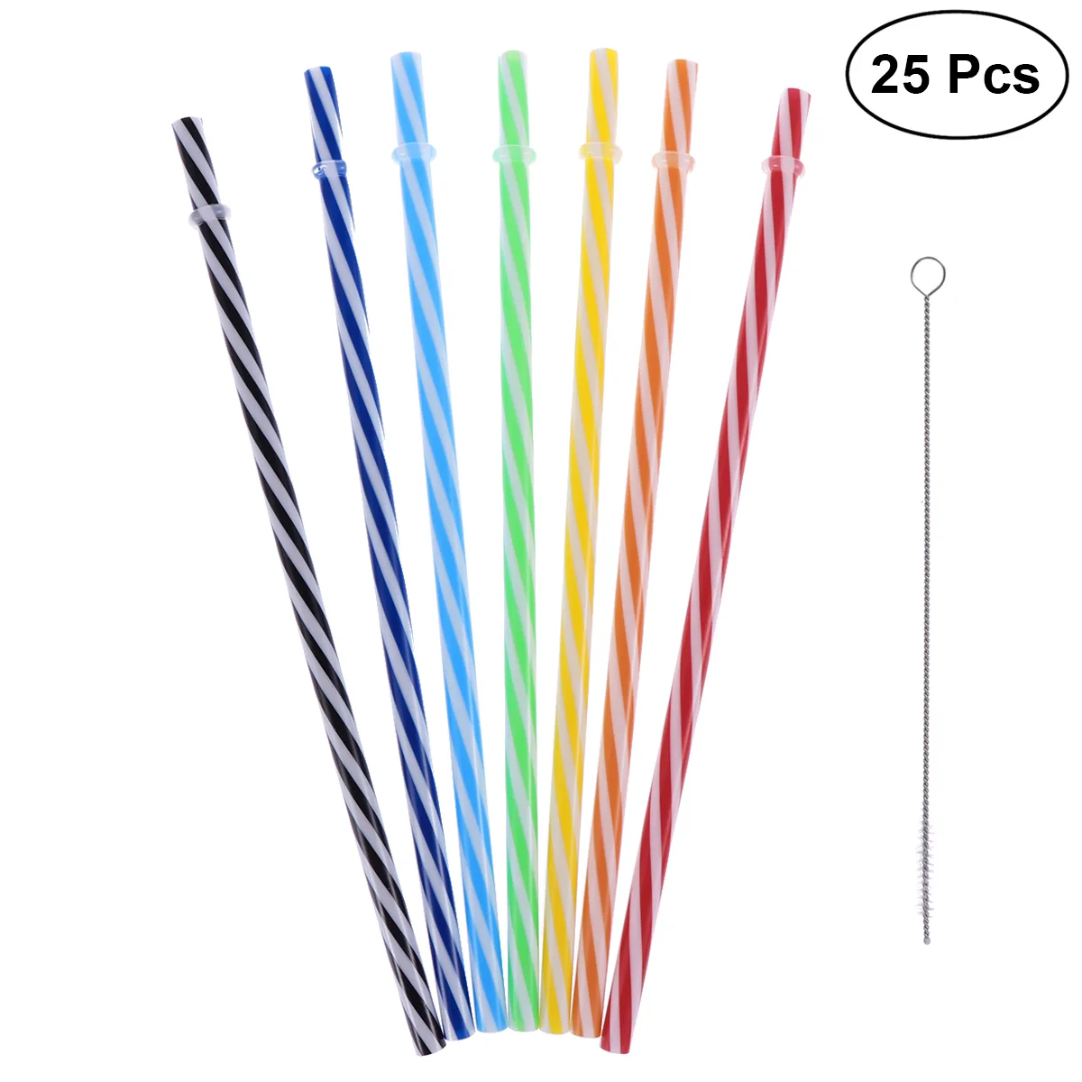 

25pcs Drinking Straws with Brush Stripe Strawss Soda Cocktails Shakes Straws For Birthday Wedding Party Supplies ( Mixed Color )
