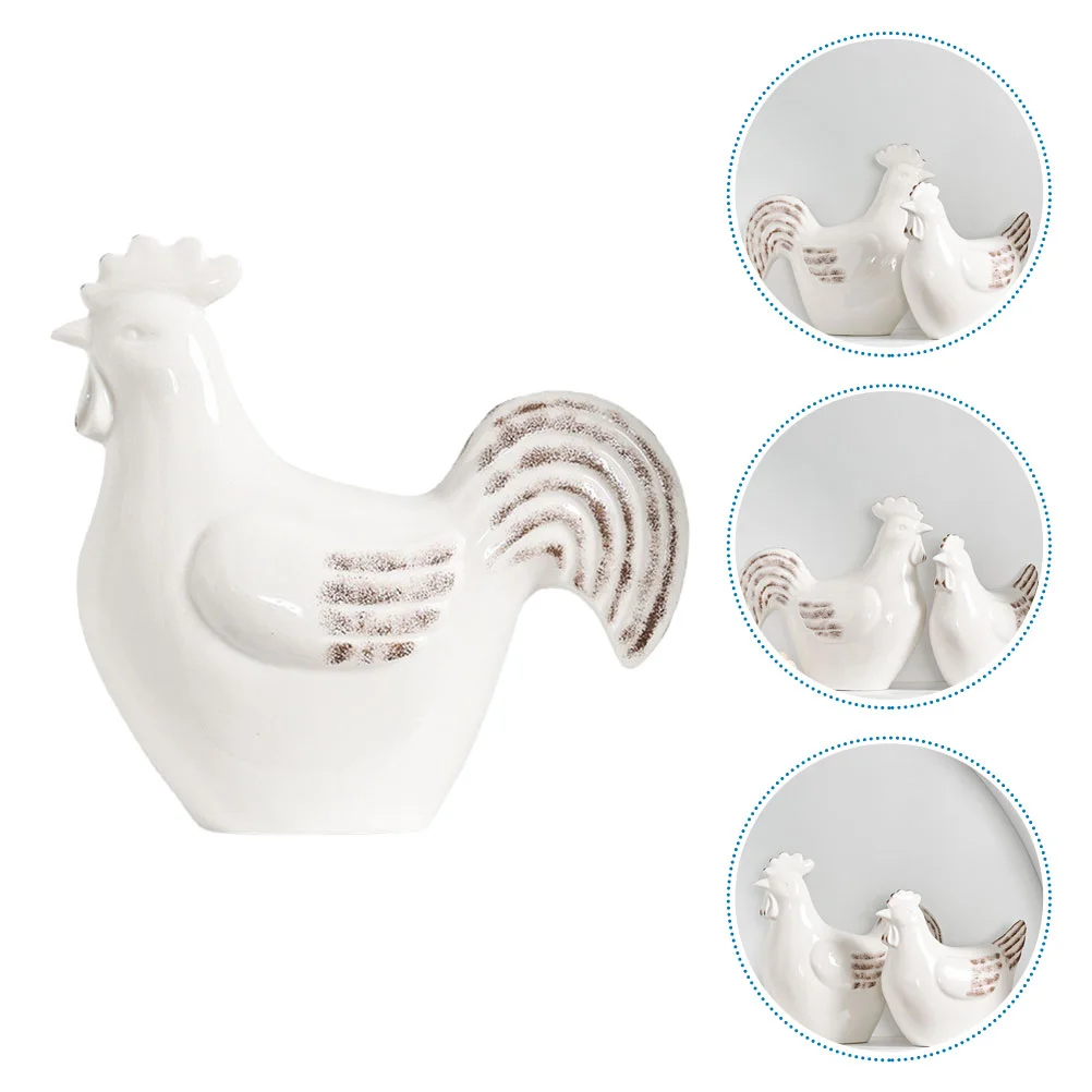 

Rooster Figurine Ceramic Statue Chicken Figurines Animal Garden Sculpture Mount Forcar Hen Farm Chick Zodiac Statues Ornament