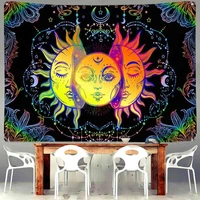 black and white sun and moon mandala tapestry wall hanging celestial psychedelic decorative tapestry living room room decoration