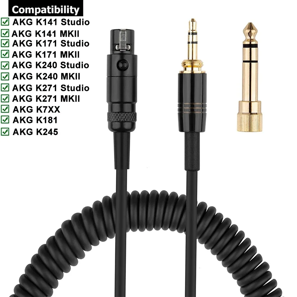 3-контактный сменный пружинный кабель Mini XLR для наушников AKG K361 K371 BT M220 K141 K171 K240 K271 Studio MKII K245 K7XX K181