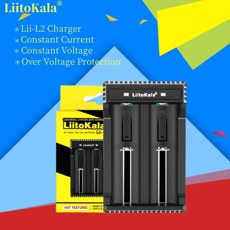 

LiitoKala Lii-L2 18650 battery charger for 3.7V 26650 21700 20700 20650 18500 18490 18350 CR123A Rechargeable Battery Charger