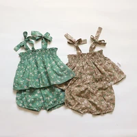 baby clothes summer suit girl baby short skirt summer breathable small broken hanging flower suspender skirt shorts suit