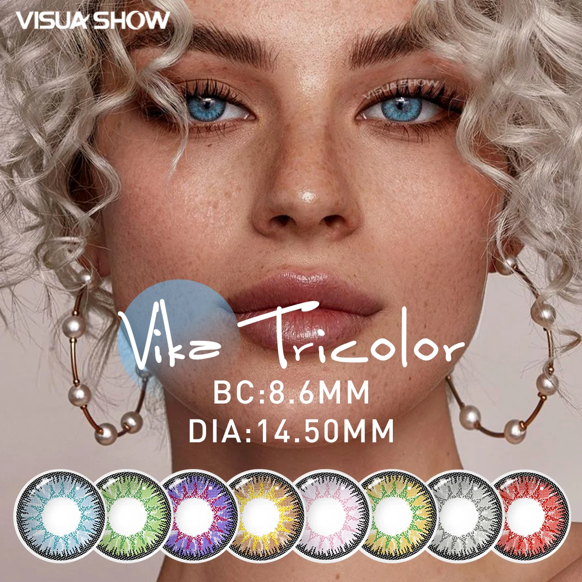 VISUASHOW VIKA TRICOLOR Colored 2Pcs Eye Contect Lenses Prescription Contact Lenses HEMA 40% Water Content For Cosplay Beauty