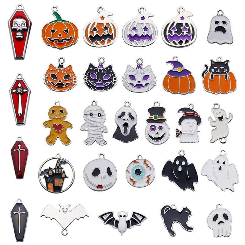

Halloween Alloy Charms Pumpkin Ghost Broom Bat Enamel Charms Pendant for Jewelry Making Diy Bracelet Necklace Findings 124A