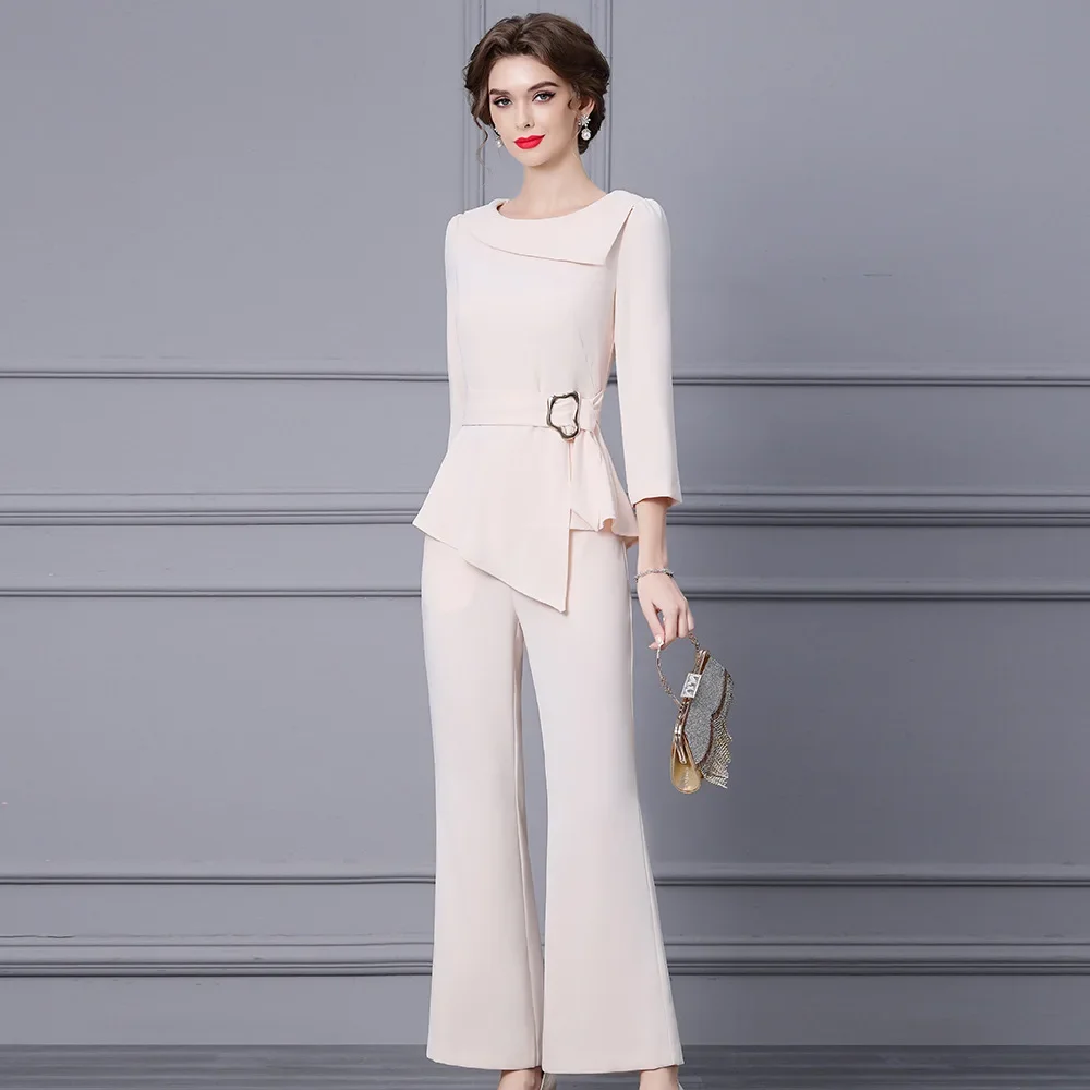 Роскошный модный весенний новый женский костюм 2024 комплект из 2 предметов