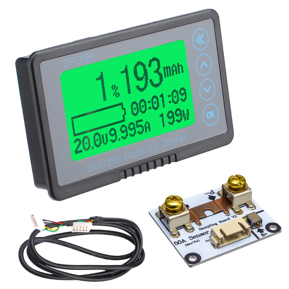 

New TF03K DC10~120V 50A/100A/350A/500A Battery Capacity Tester Voltage Current Display Coulomb Counter wiht 1m