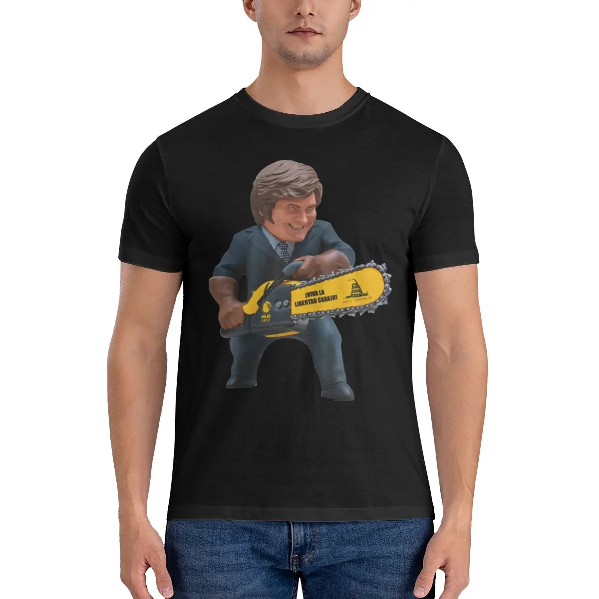 Футболки Milei с изображением бензопилы мужские хлопковые повседневные футболки