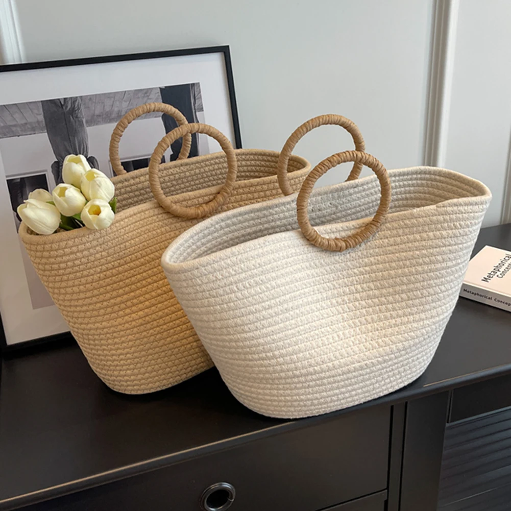 

Straw Bag Women Hand-Woven Handbags Moon Shape Rattan Tote Bag Big Capacity Top-handle Bag Casual Beach Shoulder Crossbody Bag