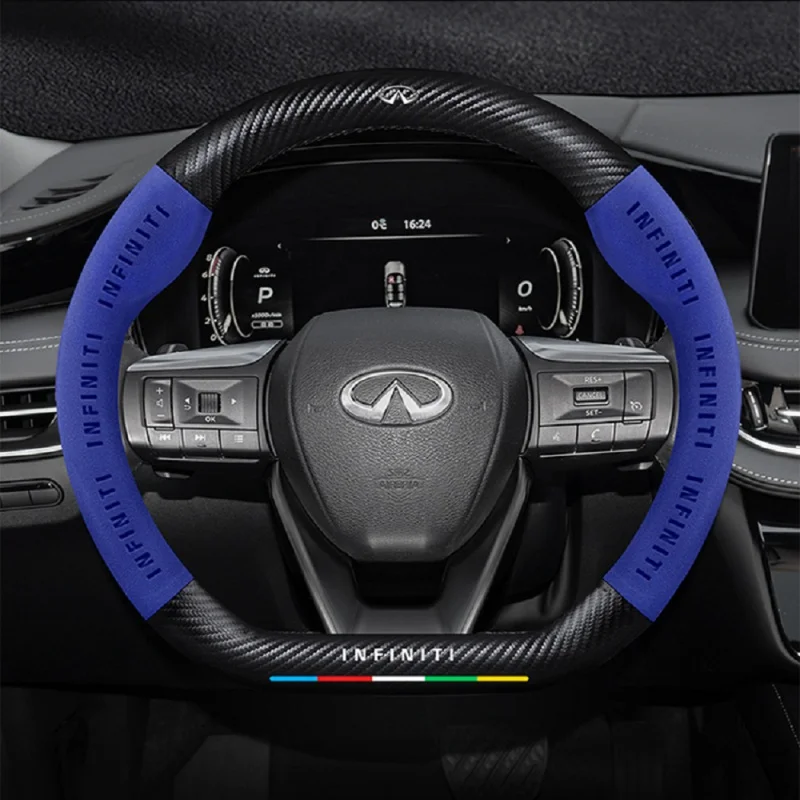 

Steering wheel cover 38cm is applicable to Infiniti Q50 Q30 G37 FX35 Q60 Esq Qx50 Qx60 Qx70 Ex Jx35 G35 Alcantara auto parts