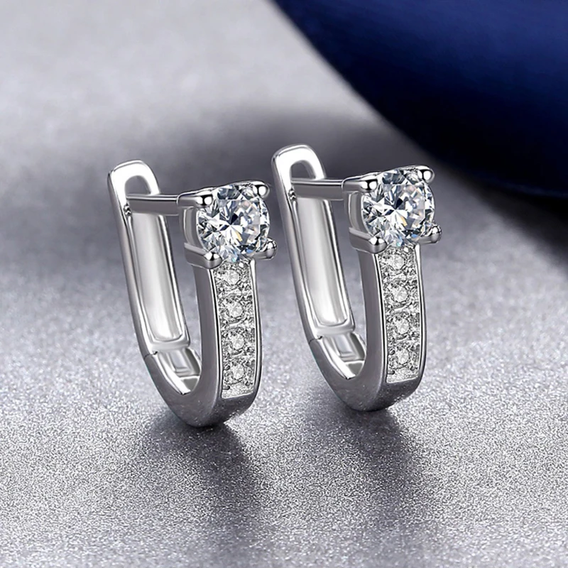 

Женские серьги-кольца из серебра 100% пробы, с фианитом