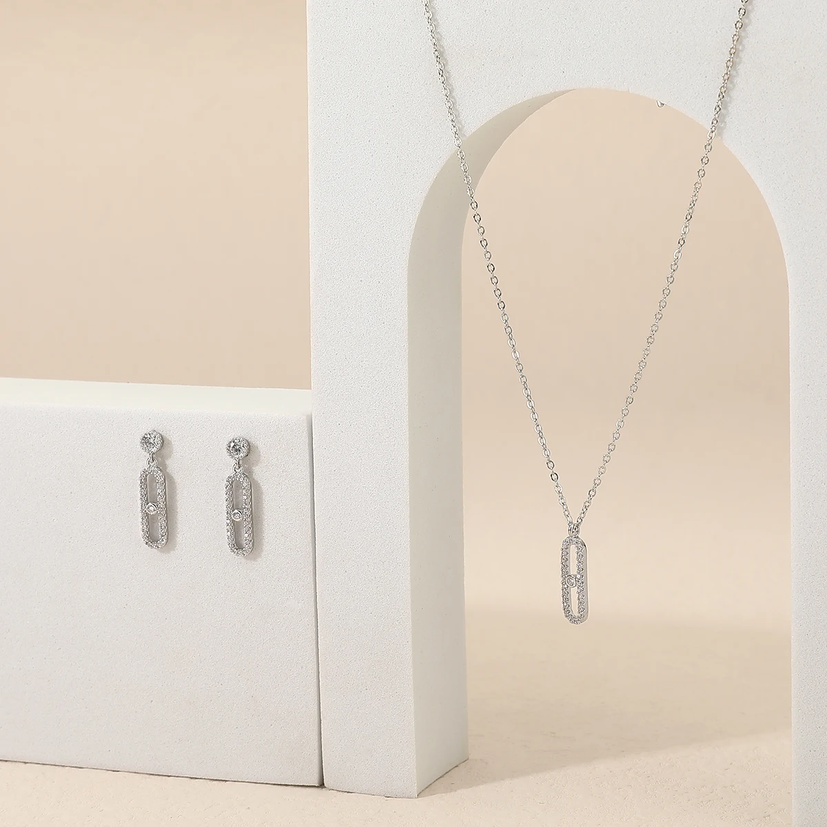 Женский Новый Модный комплект из 2 предметов ожерелье и серьги простой