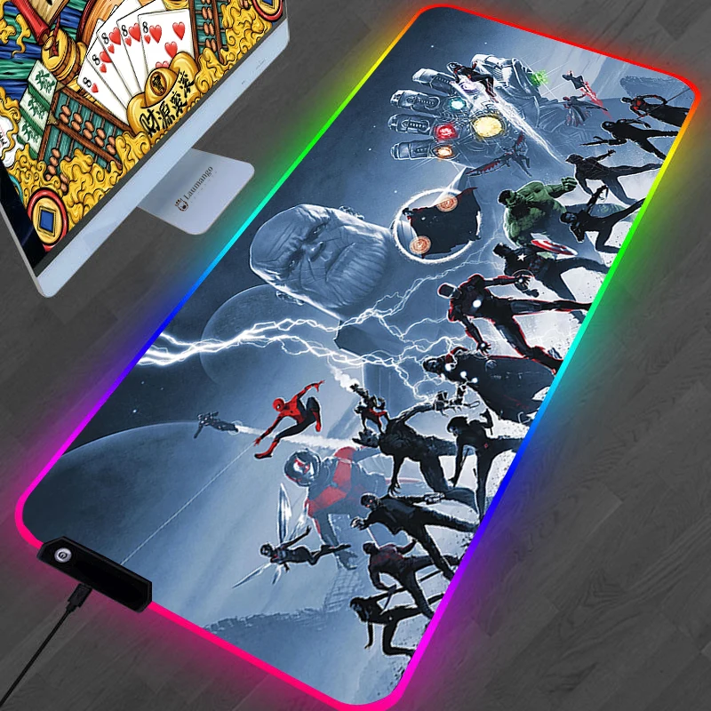 

RGB Marvell игровой коврик для ноутбука, компьютерная мышь, клавиатура, коврик с подсветкой, компьютерные игровые аксессуары, коврик для мыши, бо...