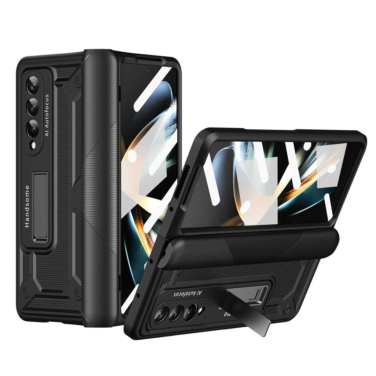 

For Samsung Galaxy Z Fold 4 3 5G Fold4 Fold3 Case with Hinge Protection Magnetic Kickstand Hard PC Shockproof Armor Cover
