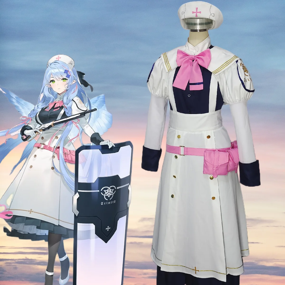 

COS-KiKi Blue Archive Sensei Game Suit Cosplay Costume Sweet Lovely Nurse Uniform Halloween Carnival Party Role Play Outfit