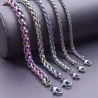 1pcs 34567mm rainbow color stainless steel chain for necklace jewelry statement metal texture choker necklace party gift