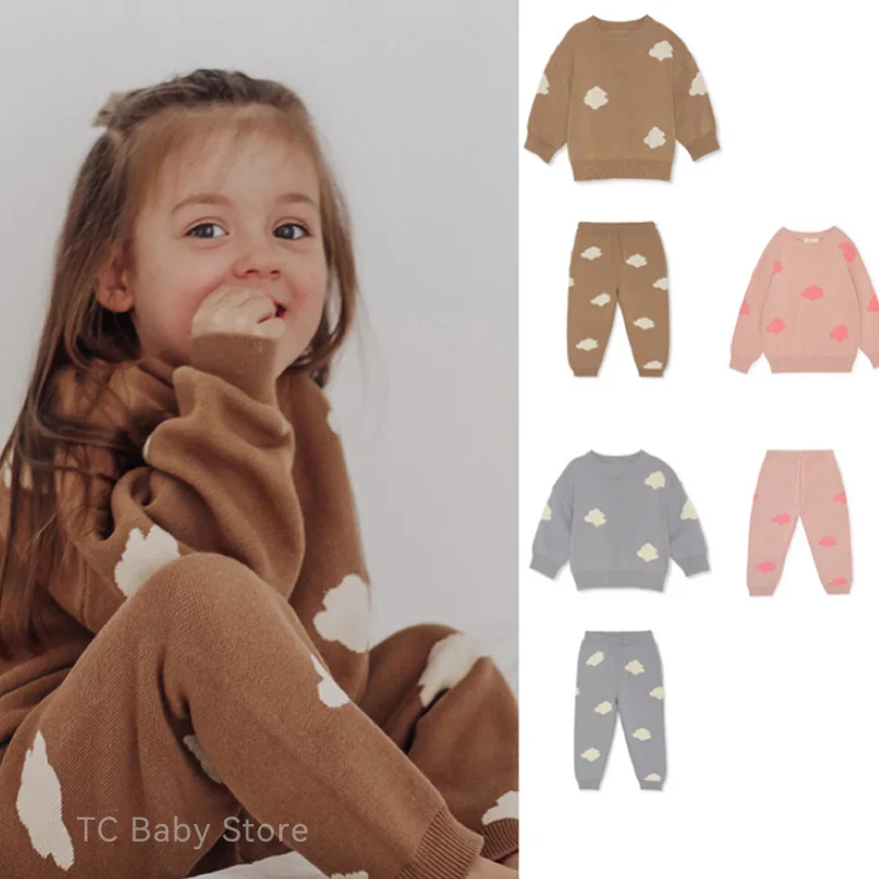 

KS Baby Knit Jumpers 2022 AW Winter Boys Girls Oversize Loose Style Sweaters Children Winter Designer Tops Cloud Kids Clothes