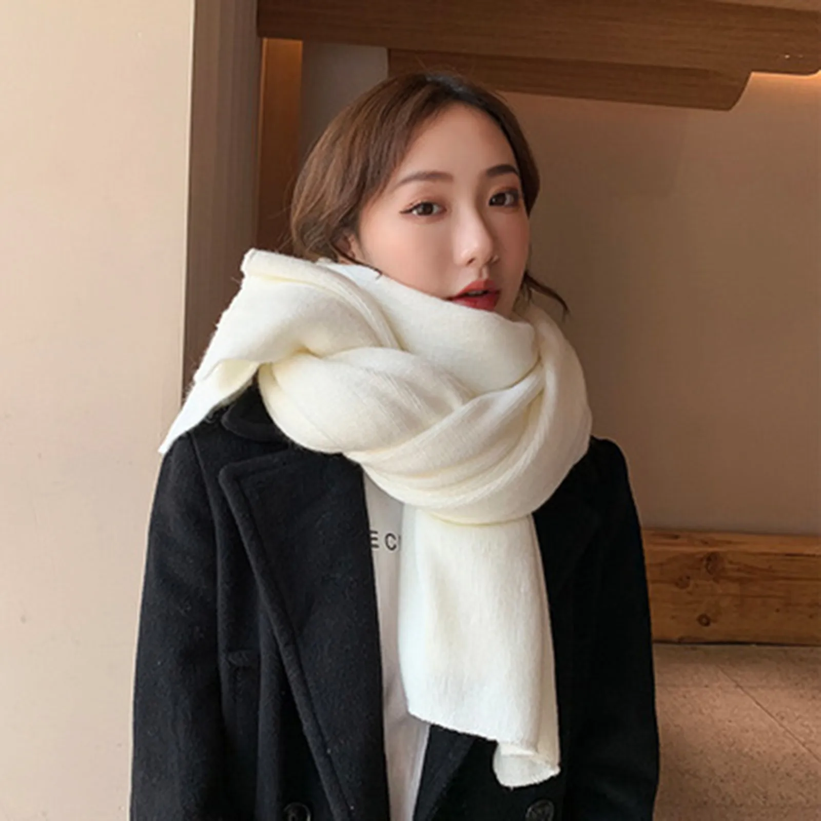 

Classic Women's Solid Color Scarf Retro Women's Multi-purpose Shawl Knitted Scarf Flight Scarf Unisex Scarf Set
