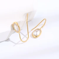 oval zircon diamond gold ear hook 2022 new fashion womens jewelry gift