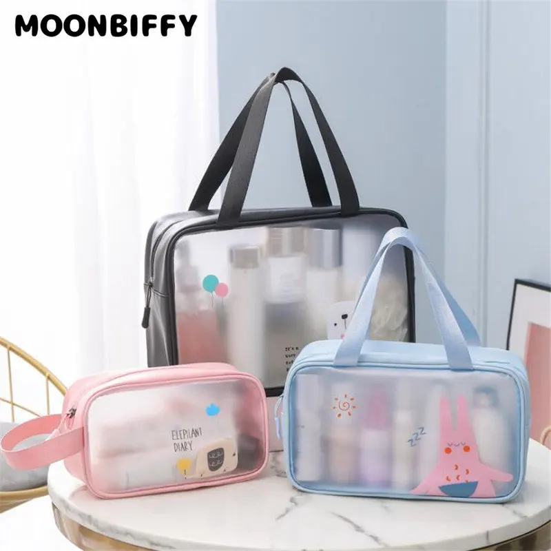 

Women Transparent Waterproof PVC Cosmetic Bag Portable Necessary Cosmetic Bag Organizer Fashion Small Large Toiletry Bags