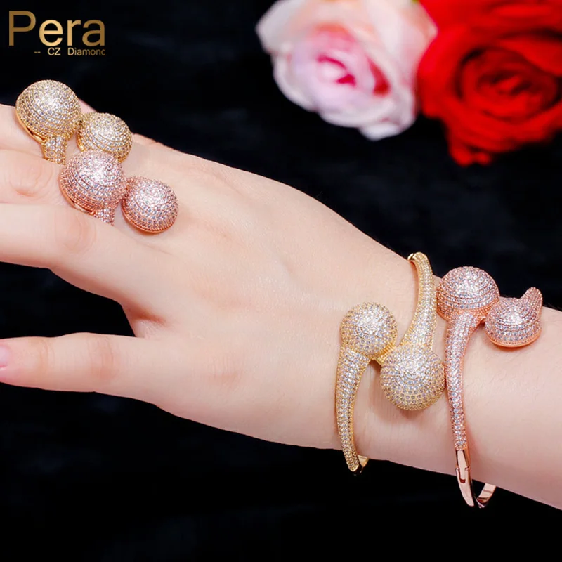 Pera индийские роскошные дизайнерские ювелирные изделия 585 золотистого цвета для невесты, полный Блестящий Циркон, Круглый Набор браслетов для свадебной вечеринки для женщин Z056 Pera индийские роскошные дизайнерские ювелирные изделия 585 золотистого цвета для невесты, полный Блестящий Циркон, Круглый Набор браслетов для свадебной вечеринки для женщин Z056