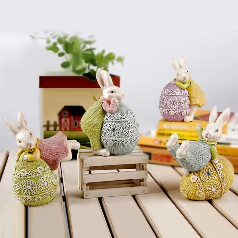 

Весеннее пасхальное яйцо в виде кролика, милые полимерные настольные украшения, украшение для гостиной, домашние пасхальные фигурки, подарки ручной работы
