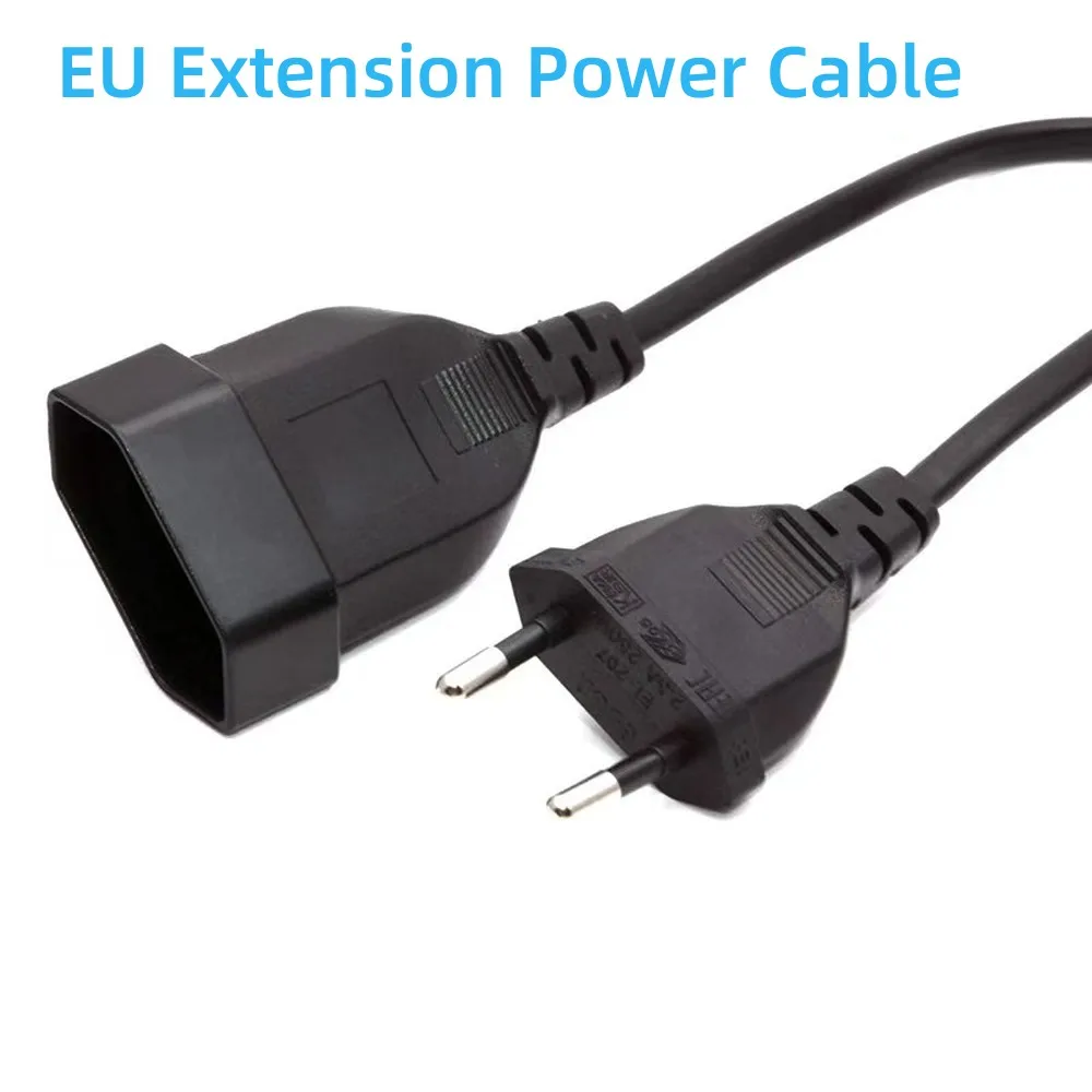 

EU Extension Power Cable 2-Prong Europe Power Extension Cable Male to Female for PC Computer PDU UPS 3M 1.5M 1M 0.5M