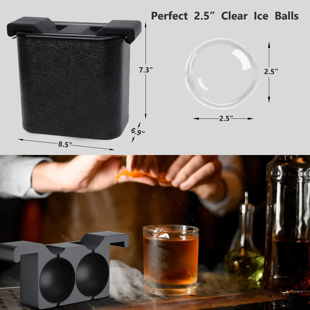 

Clear Ice Ball Maker Silicone Ice Cube Maker Whiskey Tray Sphere Crystal Clear 2.35 Inch Whiskey Transparent Round Ice Box Mold