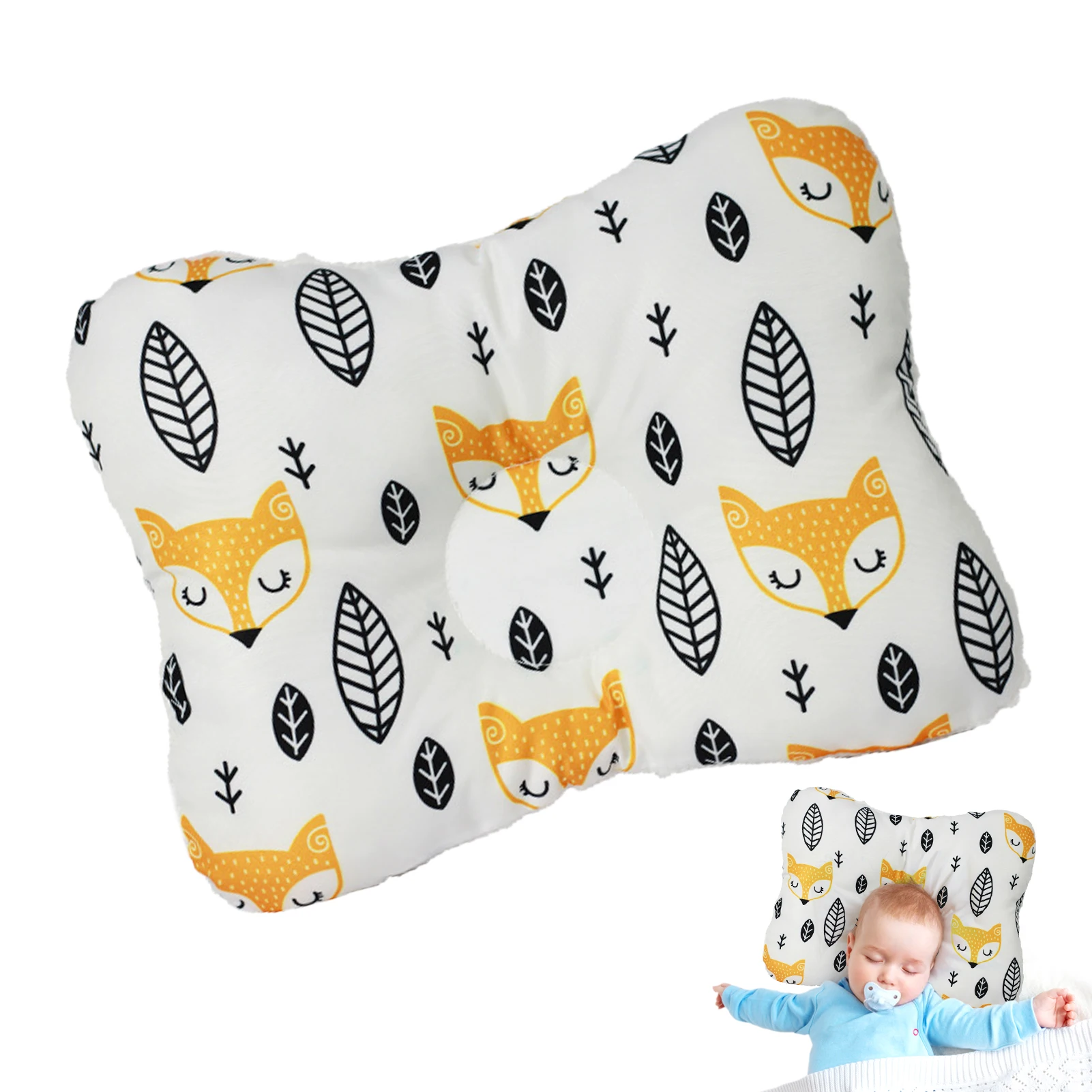 

Newborn Baby Pillow Soft And Comfortable Anti-Bias Head Shape Pillow Soft And Comfortable Nursing Sleep Support Pillow For