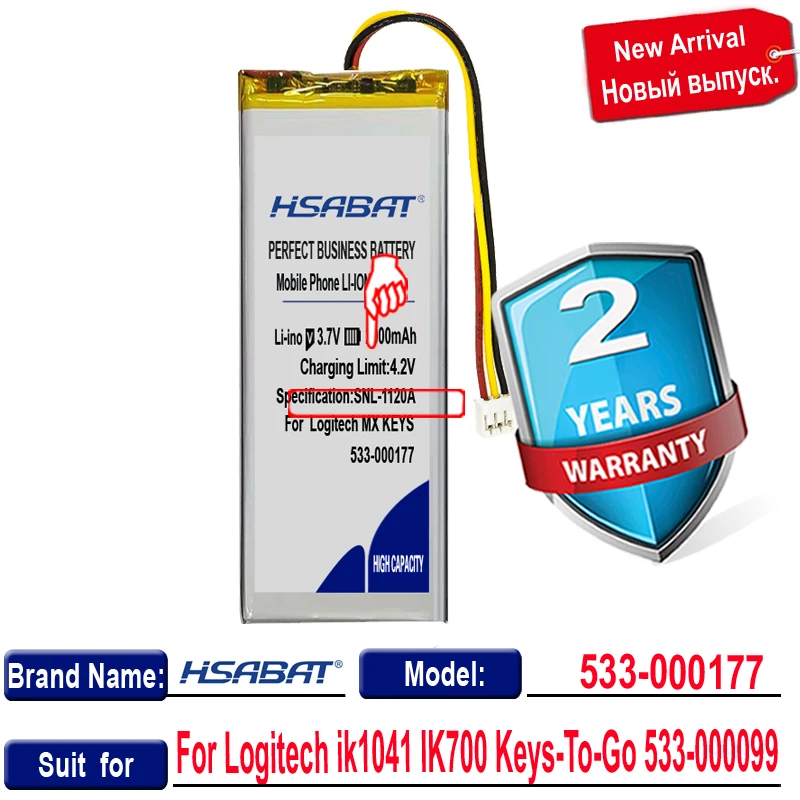 Топ-бренд 100% Новый 2000 мАч 533-000177 Аккумулятор для Logitech MX KEYS батареи YR0073 - купить по