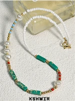 jewelry semi precious stone handmade beaded necklace versatile female summer color agate multi style fold wear clavicle chain