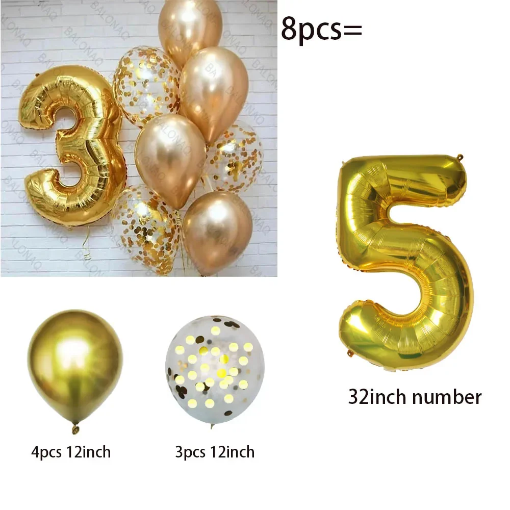 

8 шт. золотых фольгированных шаров BALONAQ 32 дюйма