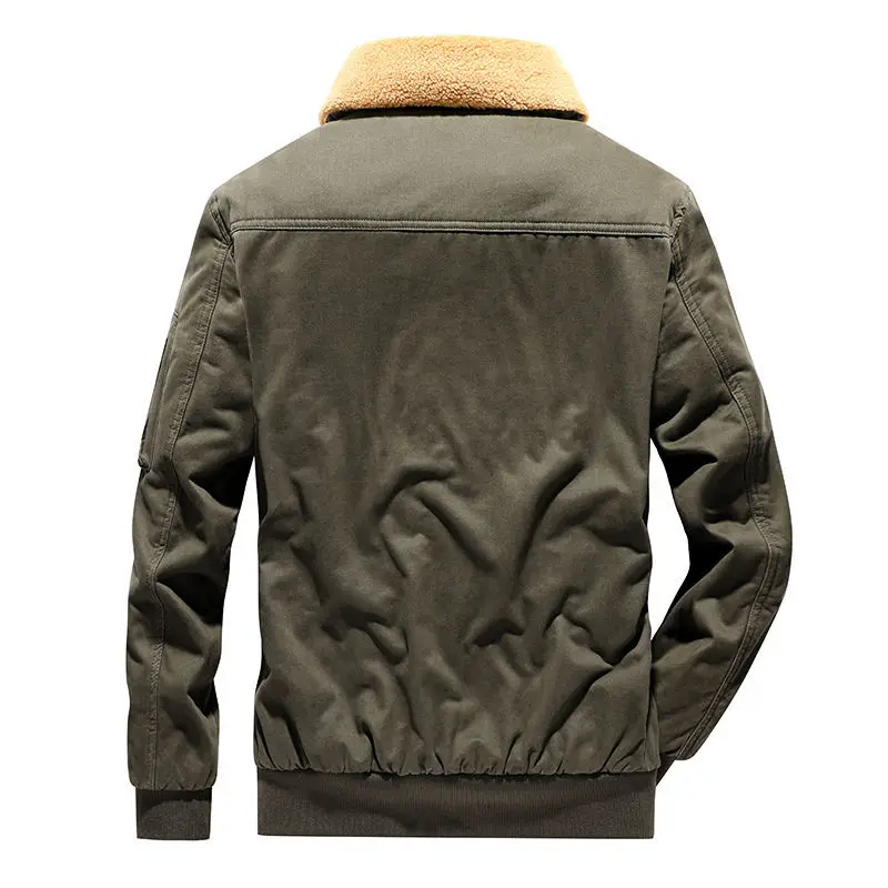 New Winter Men's Jacket Fur Lined Coat Bomber Jacket Brand Oversize Tops Warm Plush Thicken Loose Korean Fashion