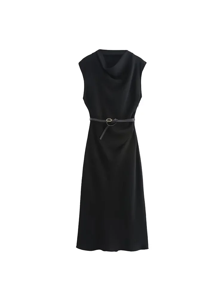 Женское платье миди с поясом